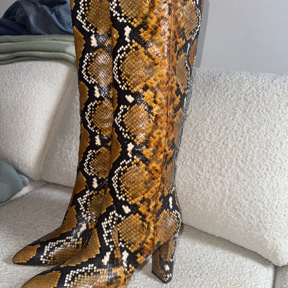 BRAND NEW Paige snake embossed goat leather boots